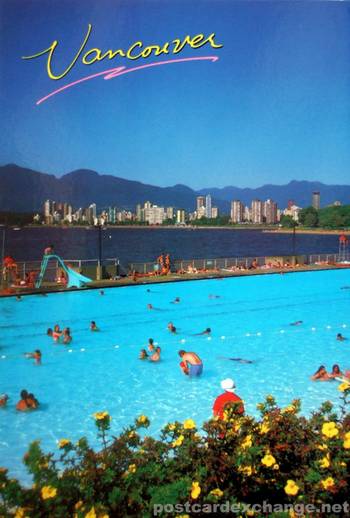 Kitsilano Beach with English Bay and the city of Vancouver in the background