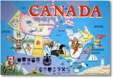 Map Of Canada - Postcard