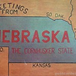 Nebraska map on a postcard